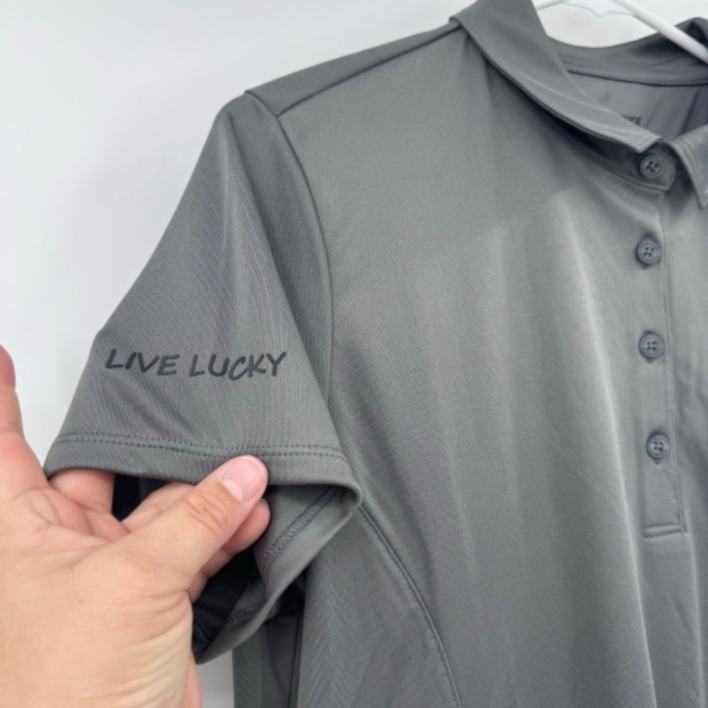 Black Clover Polo Shirt Women Large NEW Gray Golf Live Lucky Cosmopolitan LV - Picture 2 of 9